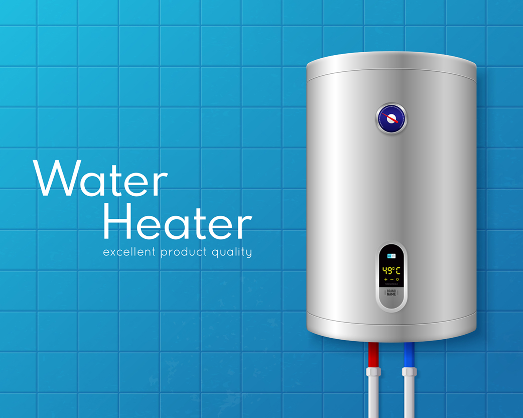 realistic electric water heater boiler poster